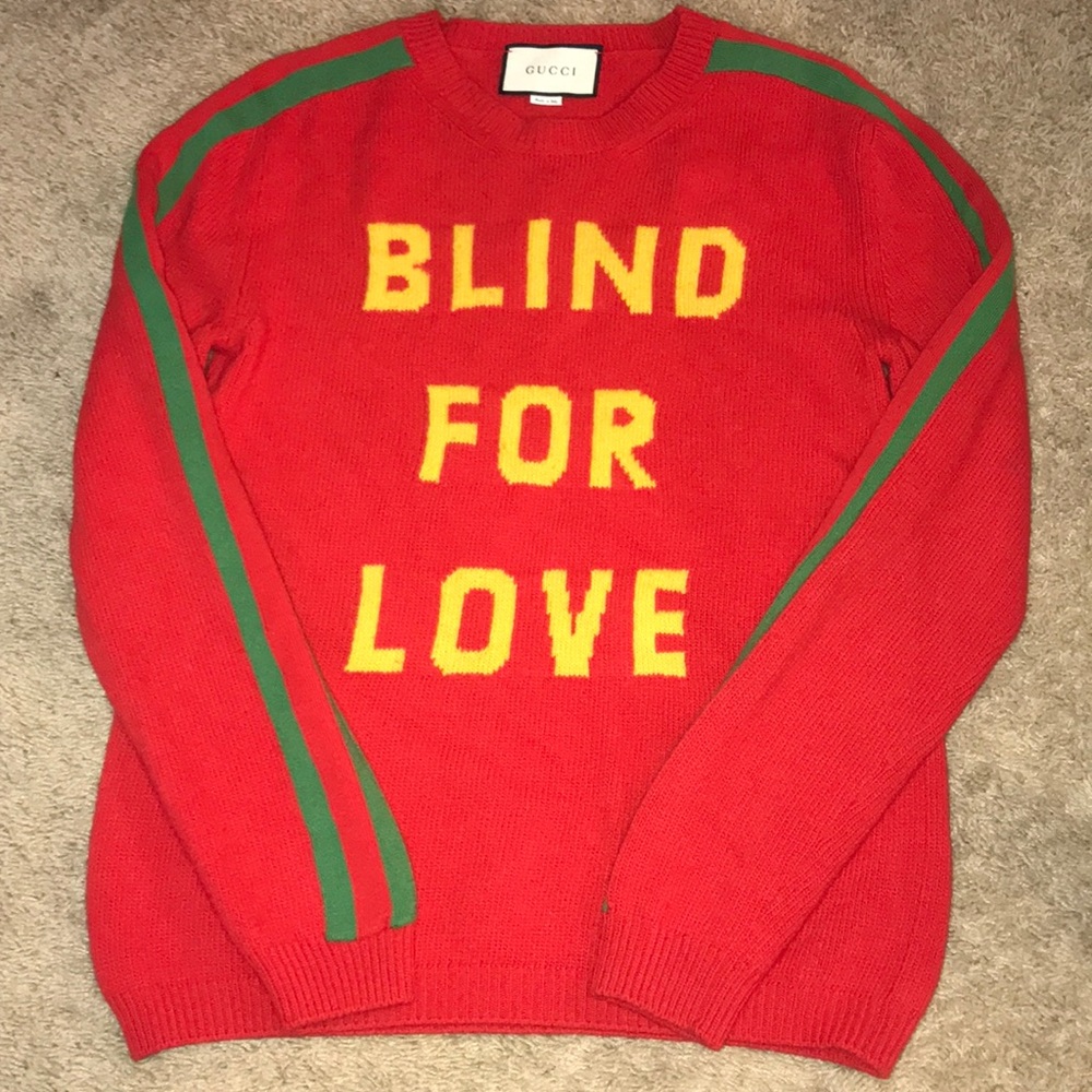 Men’s Gucci Red 🐝 Sweater Blind For Love